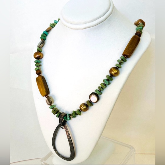Silpada sterling silver bracelet and necklace set with howlite wood beads - Picture 1 of 7